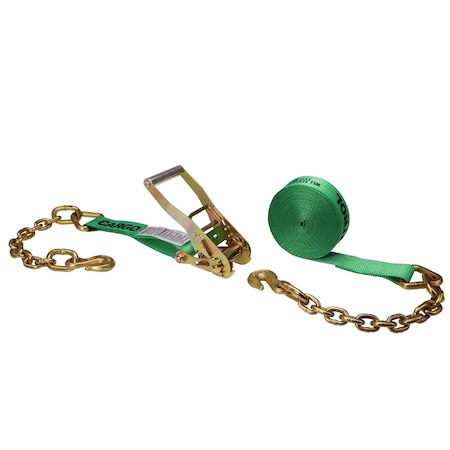 Us Cargo Control 2" x 30' Green Ratchet Strap w/ Chain Extension 5030CE-GRN
